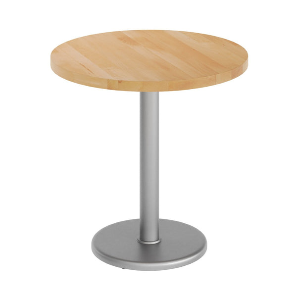 English Elm Bennett Solid Wood Commercial Tabletop with Industrial Strength Base for Cafés and Restaurants Natural Top/Silver Base 30" Round GSF-RD30-NAT-TR18S-GG
