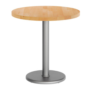 English Elm Bennett Solid Wood Commercial Tabletop with Industrial Strength Base for Cafés and Restaurants Natural Top/Silver Base 30" Round GSF-RD30-NAT-TR18S-GG