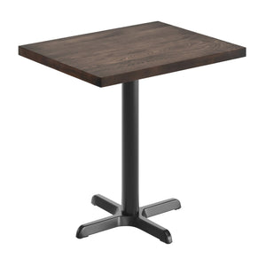 English Elm Bennett Solid Wood Commercial Tabletop with Durable Cast Iron X-Base for Restaurants and Cafés Dark Brown Top/Black Base 30"L x 24"W GSF-REC2430-DKBRN-T2222-GG