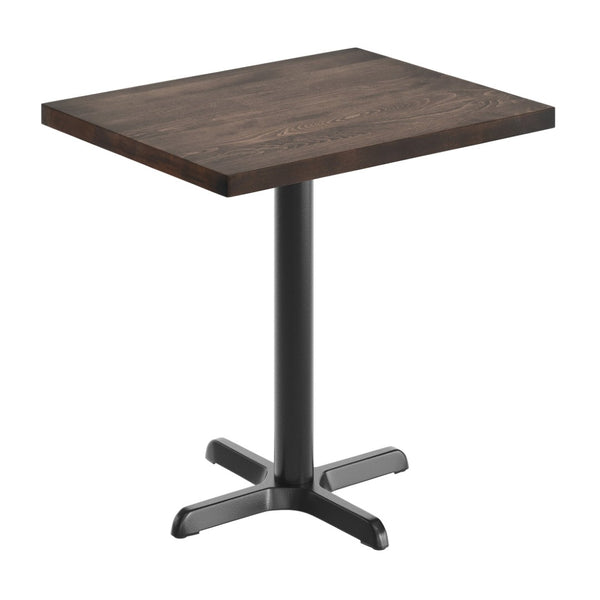 English Elm Bennett Solid Wood Commercial Tabletop with Durable Cast Iron X-Base for Restaurants and Cafés Dark Brown Top/Black Base 30"L x 24"W GSF-REC2430-DKBRN-T2222-GG