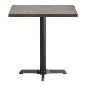 English Elm Bennett Solid Wood Commercial Tabletop with Durable Cast Iron X-Base for Restaurants and Cafés Dark Brown Top/Black Base 30"L x 24"W GSF-REC2430-DKBRN-T2222-GG