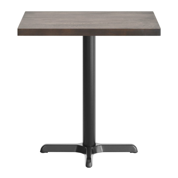 English Elm Bennett Solid Wood Commercial Tabletop with Durable Cast Iron X-Base for Restaurants and Cafés Dark Brown Top/Black Base 30"L x 24"W GSF-REC2430-DKBRN-T2222-GG