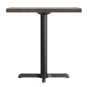 English Elm Bennett Solid Wood Commercial Tabletop with Durable Cast Iron X-Base for Restaurants and Cafés Dark Brown Top/Black Base 30"L x 24"W GSF-REC2430-DKBRN-T2222-GG
