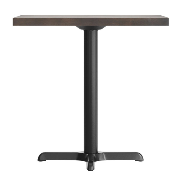 English Elm Bennett Solid Wood Commercial Tabletop with Durable Cast Iron X-Base for Restaurants and Cafés Dark Brown Top/Black Base 30"L x 24"W GSF-REC2430-DKBRN-T2222-GG