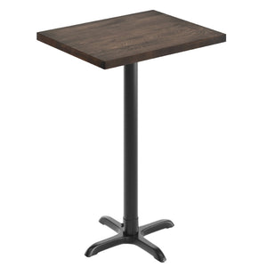 English Elm Bennett Solid Wood Bar Height Table with Rust-Resistant Cast Iron Base for Durable Indoor Dining Spaces Dark Brown Top/Black Base 30"L x 24"W GSF-REC2430-DKBRN-T2222B-GG
