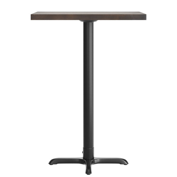 English Elm Bennett Solid Wood Bar Height Table with Rust-Resistant Cast Iron Base for Durable Indoor Dining Spaces Dark Brown Top/Black Base 30"L x 24"W GSF-REC2430-DKBRN-T2222B-GG