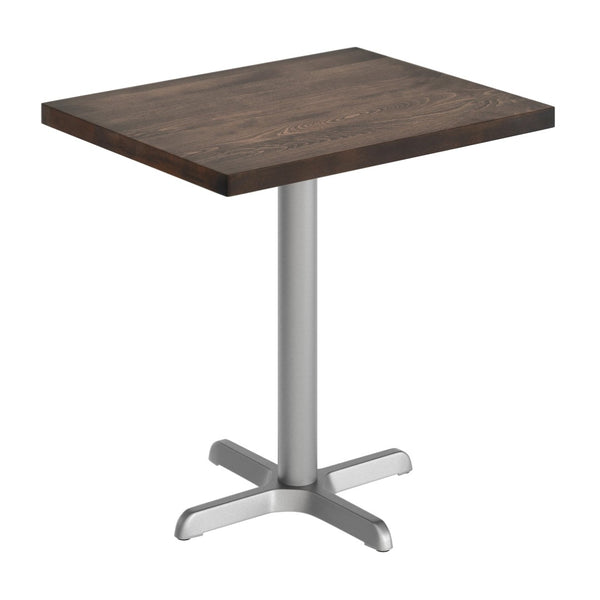 English Elm Bennett Solid Wood Commercial Tabletop with Durable Cast Iron X-Base for Restaurants and Cafés Dark Brown Top/Silver Base 30"L x 24"W GSF-REC2430-DKBRN-T2222S-GG
