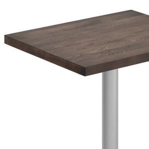 English Elm Bennett Solid Wood Commercial Tabletop with Durable Cast Iron X-Base for Restaurants and Cafés Dark Brown Top/Silver Base 30"L x 24"W GSF-REC2430-DKBRN-T2222S-GG