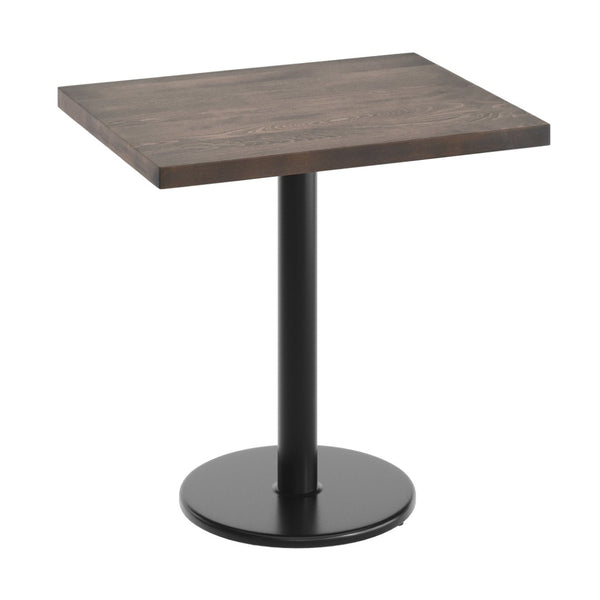 English Elm Bennett Solid Wood Commercial Indoor Tabletop with Vintage Cast Iron Base for Dining Spaces Dark Brown Top/Black Base 30"L x 24"W GSF-REC2430-DKBRN-TR18-GG