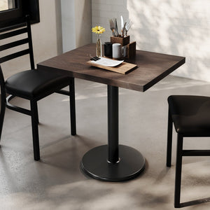 English Elm Bennett Solid Wood Commercial Indoor Tabletop with Vintage Cast Iron Base for Dining Spaces Dark Brown Top/Black Base 30"L x 24"W GSF-REC2430-DKBRN-TR18-GG