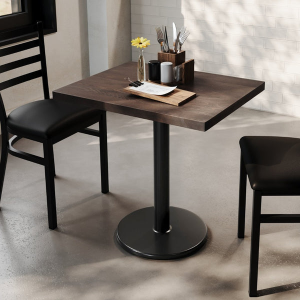 English Elm Bennett Solid Wood Commercial Indoor Tabletop with Vintage Cast Iron Base for Dining Spaces Dark Brown Top/Black Base 30"L x 24"W GSF-REC2430-DKBRN-TR18-GG