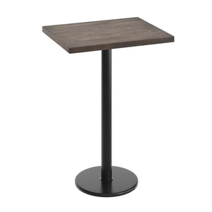 English Elm Bennett Solid Wood Bar-Height Tabletop with Rust-Resistant Cast Iron Base for Commercial Spaces Dark Brown Top/Black Base 30"L x 24"W GSF-REC2430-DKBRN-TR18B-GG