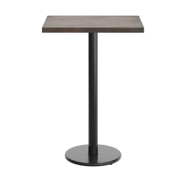 English Elm Bennett Solid Wood Bar-Height Tabletop with Rust-Resistant Cast Iron Base for Commercial Spaces Dark Brown Top/Black Base 30"L x 24"W GSF-REC2430-DKBRN-TR18B-GG