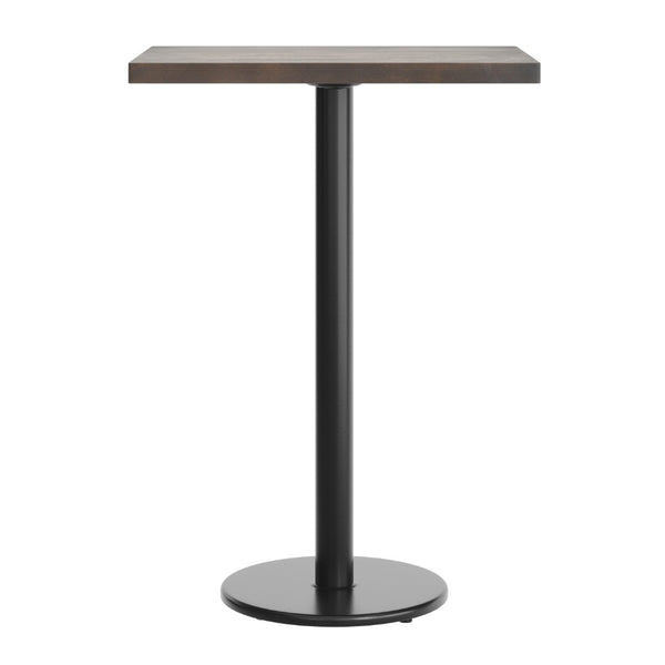 English Elm Bennett Solid Wood Bar-Height Tabletop with Rust-Resistant Cast Iron Base for Commercial Spaces Dark Brown Top/Black Base 30"L x 24"W GSF-REC2430-DKBRN-TR18B-GG