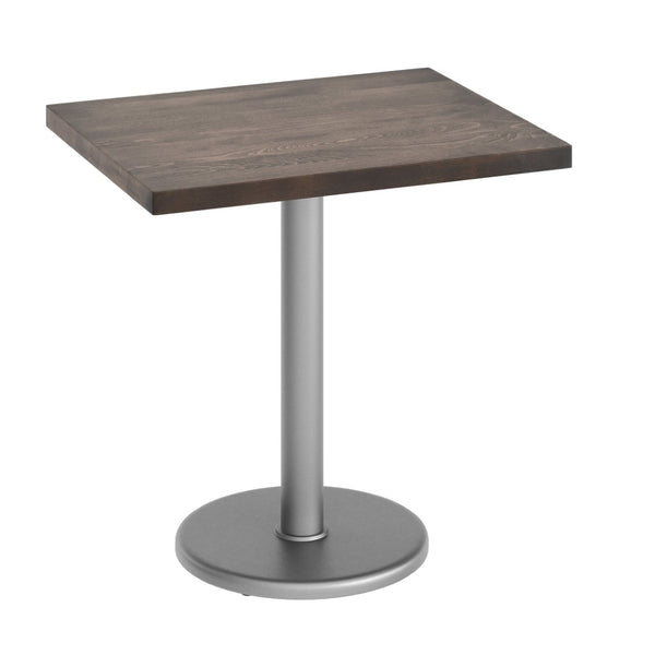 English Elm Bennett Solid Wood Commercial Indoor Tabletop with Vintage Cast Iron Base for Dining Spaces Dark Brown Top/Silver Base 30"L x 24"W GSF-REC2430-DKBRN-TR18S-GG