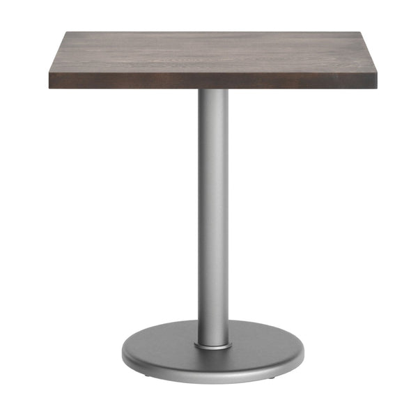 English Elm Bennett Solid Wood Commercial Indoor Tabletop with Vintage Cast Iron Base for Dining Spaces Dark Brown Top/Silver Base 30"L x 24"W GSF-REC2430-DKBRN-TR18S-GG