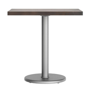 English Elm Bennett Solid Wood Commercial Indoor Tabletop with Vintage Cast Iron Base for Dining Spaces Dark Brown Top/Silver Base 30"L x 24"W GSF-REC2430-DKBRN-TR18S-GG