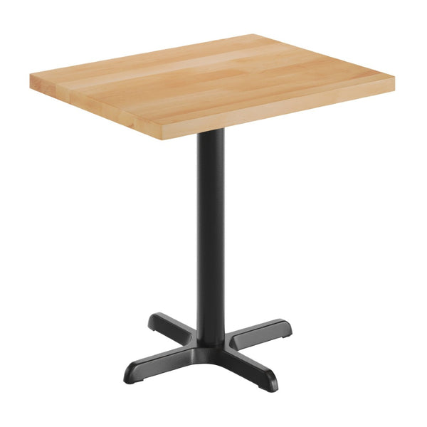English Elm Bennett Solid Wood Commercial Tabletop with Durable Cast Iron X-Base for Restaurants and Cafés Natural Top/Black Base 30"L x 24"W GSF-REC2430-NAT-T2222-GG