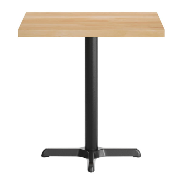 English Elm Bennett Solid Wood Commercial Tabletop with Durable Cast Iron X-Base for Restaurants and Cafés Natural Top/Black Base 30"L x 24"W GSF-REC2430-NAT-T2222-GG