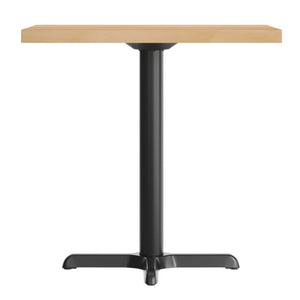 English Elm Bennett Solid Wood Commercial Tabletop with Durable Cast Iron X-Base for Restaurants and Cafés Natural Top/Black Base 30"L x 24"W GSF-REC2430-NAT-T2222-GG