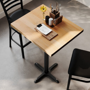 English Elm Bennett Solid Wood Bar Height Table with Rust-Resistant Cast Iron Base for Durable Indoor Dining Spaces Natural Top/Black Base 30"L x 24"W GSF-REC2430-NAT-T2222B-GG