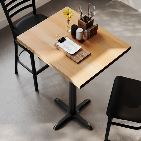 English Elm Bennett Solid Wood Bar Height Table with Rust-Resistant Cast Iron Base for Durable Indoor Dining Spaces Natural Top/Black Base 30"L x 24"W GSF-REC2430-NAT-T2222B-GG