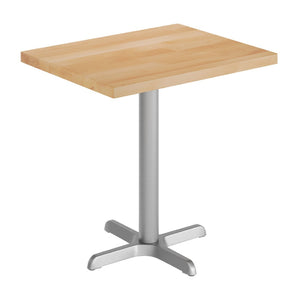 English Elm Bennett Solid Wood Commercial Tabletop with Durable Cast Iron X-Base for Restaurants and Cafés Natural Top/Silver Base 30"L x 24"W GSF-REC2430-NAT-T2222S-GG