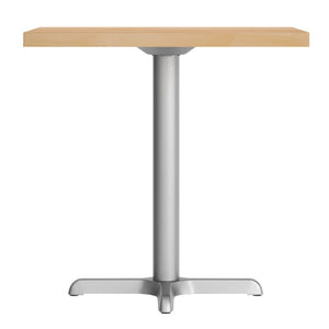 English Elm Bennett Solid Wood Commercial Tabletop with Durable Cast Iron X-Base for Restaurants and Cafés Natural Top/Silver Base 30"L x 24"W GSF-REC2430-NAT-T2222S-GG