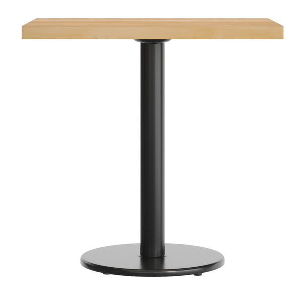 English Elm Bennett Solid Wood Commercial Indoor Tabletop with Vintage Cast Iron Base for Dining Spaces Natural Top/Black Base 30"L x 24"W GSF-REC2430-NAT-TR18-GG