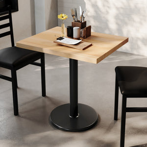 English Elm Bennett Solid Wood Commercial Indoor Tabletop with Vintage Cast Iron Base for Dining Spaces Natural Top/Black Base 30"L x 24"W GSF-REC2430-NAT-TR18-GG