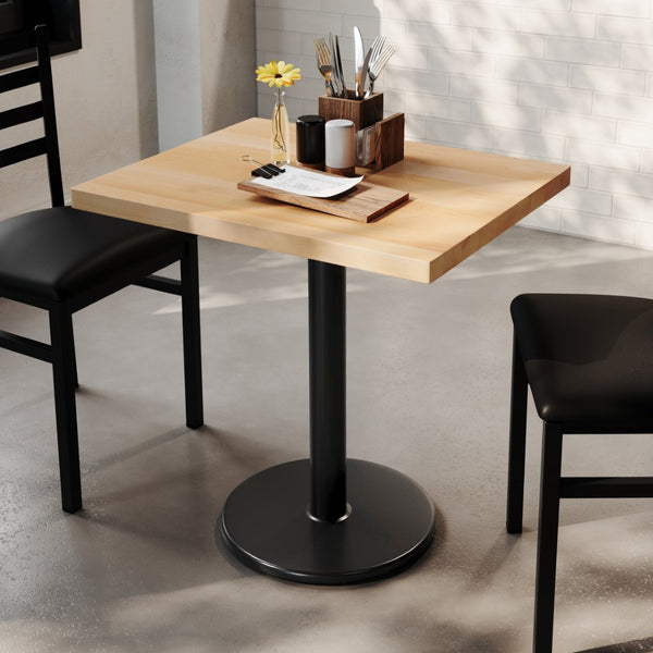 English Elm Bennett Solid Wood Commercial Indoor Tabletop with Vintage Cast Iron Base for Dining Spaces Natural Top/Black Base 30"L x 24"W GSF-REC2430-NAT-TR18-GG