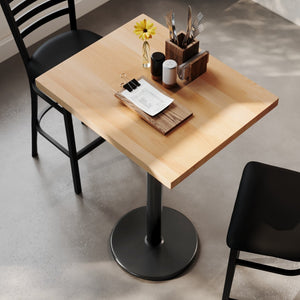 English Elm Bennett Solid Wood Bar-Height Tabletop with Rust-Resistant Cast Iron Base for Commercial Spaces Natural Top/Black Base 30"L x 24"W GSF-REC2430-NAT-TR18B-GG