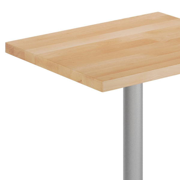 English Elm Bennett Solid Wood Commercial Indoor Tabletop with Vintage Cast Iron Base for Dining Spaces Natural Top/Silver Base 30"L x 24"W GSF-REC2430-NAT-TR18S-GG