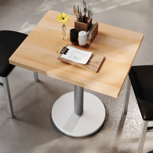 English Elm Bennett Solid Wood Commercial Indoor Tabletop with Vintage Cast Iron Base for Dining Spaces Natural Top/Silver Base 30"L x 24"W GSF-REC2430-NAT-TR18S-GG
