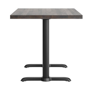 English Elm Bennett Solid Wood Commercial Dining Tabletop with Durable Cast Iron T-Bases for Hospitality Spaces Dark Brown Top/Black Base 48"L x 30"W GSF-REC3048-DKBRN-T0522-GG