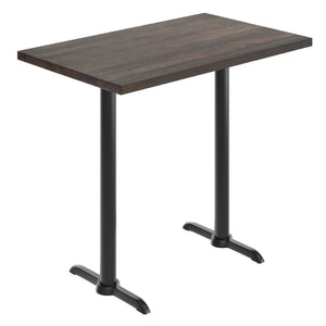 English Elm Bennett Solid Wood Commercial Tabletop with Rust-Resistant Cast Iron T-Bases for Dining Spaces Dark Brown Top/Black Base 48"L x 30"W GSF-REC3048-DKBRN-T0522B-GG