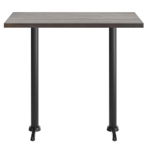 English Elm Bennett Solid Wood Commercial Tabletop with Rust-Resistant Cast Iron T-Bases for Dining Spaces Dark Brown Top/Black Base 48"L x 30"W GSF-REC3048-DKBRN-T0522B-GG