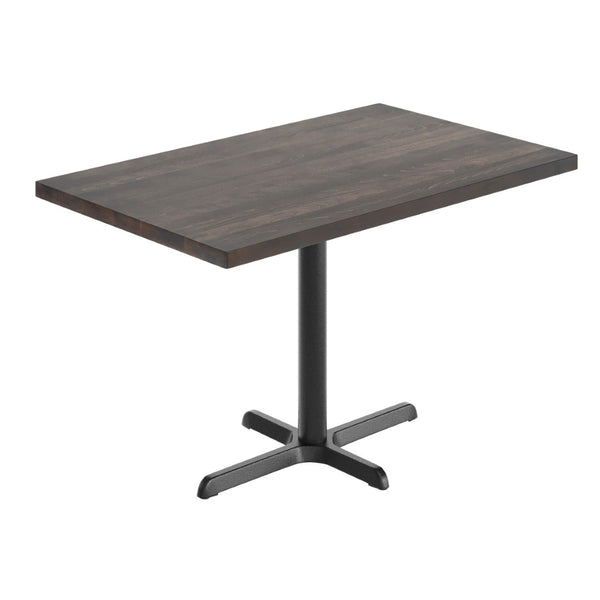 English Elm Bennett Solid Wood Commercial Tabletop with Rust-Resistant Cast Iron Base for Elegant Dining Spaces Dark Brown Top/Black Base 48"L x 30"W GSF-REC3048-DKBRN-T2230-GG