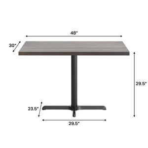 English Elm Bennett Solid Wood Commercial Tabletop with Rust-Resistant Cast Iron Base for Elegant Dining Spaces Dark Brown Top/Black Base 48"L x 30"W GSF-REC3048-DKBRN-T2230-GG