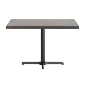English Elm Bennett Solid Wood Commercial Tabletop with Rust-Resistant Cast Iron Base for Elegant Dining Spaces Dark Brown Top/Black Base 48"L x 30"W GSF-REC3048-DKBRN-T2230-GG