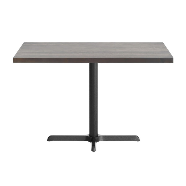 English Elm Bennett Solid Wood Commercial Tabletop with Rust-Resistant Cast Iron Base for Elegant Dining Spaces Dark Brown Top/Black Base 48"L x 30"W GSF-REC3048-DKBRN-T2230-GG