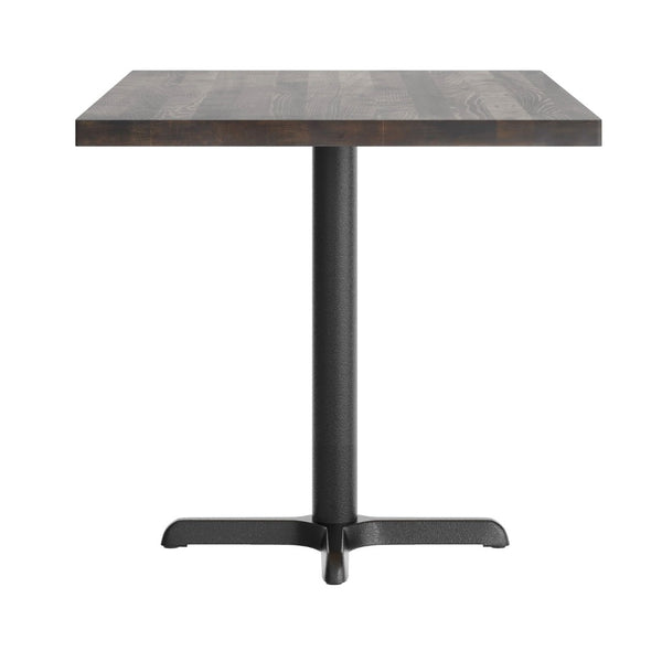 English Elm Bennett Solid Wood Commercial Tabletop with Rust-Resistant Cast Iron Base for Elegant Dining Spaces Dark Brown Top/Black Base 48"L x 30"W GSF-REC3048-DKBRN-T2230-GG
