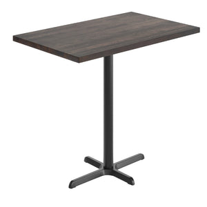 English Elm Bennett Solid Wood Commercial Bar Height Table with Sturdy Cast Iron Base for Dining & Hospitality Spaces Dark Brown Top/Black Base 48"L x 30"W GSF-REC3048-DKBRN-T2230B-GG