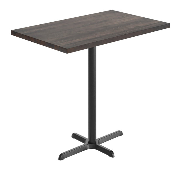 English Elm Bennett Solid Wood Commercial Bar Height Table with Sturdy Cast Iron Base for Dining & Hospitality Spaces Dark Brown Top/Black Base 48"L x 30"W GSF-REC3048-DKBRN-T2230B-GG