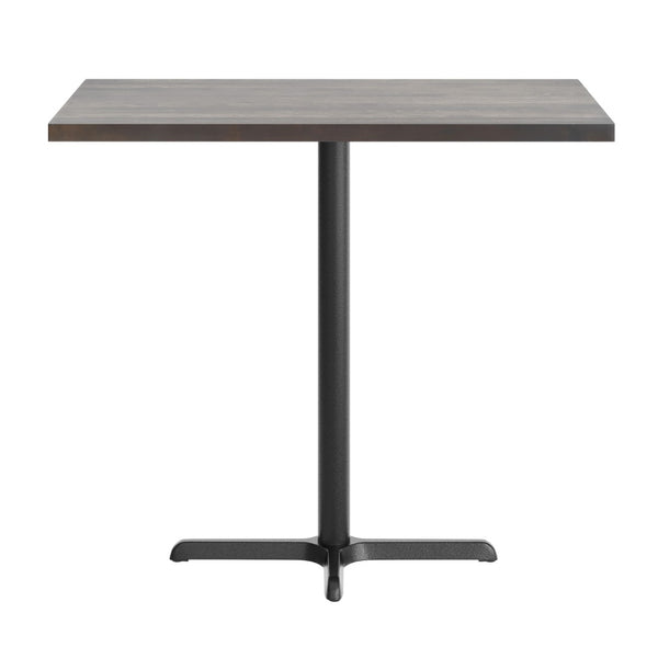 English Elm Bennett Solid Wood Commercial Bar Height Table with Sturdy Cast Iron Base for Dining & Hospitality Spaces Dark Brown Top/Black Base 48"L x 30"W GSF-REC3048-DKBRN-T2230B-GG
