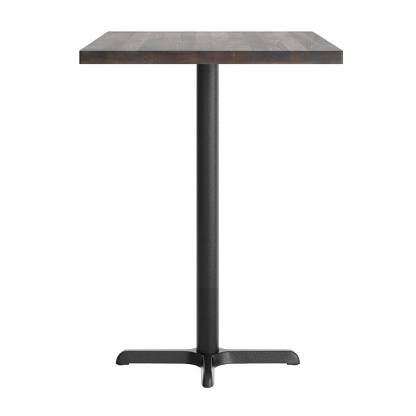 English Elm Bennett Solid Wood Commercial Bar Height Table with Sturdy Cast Iron Base for Dining & Hospitality Spaces Dark Brown Top/Black Base 48"L x 30"W GSF-REC3048-DKBRN-T2230B-GG
