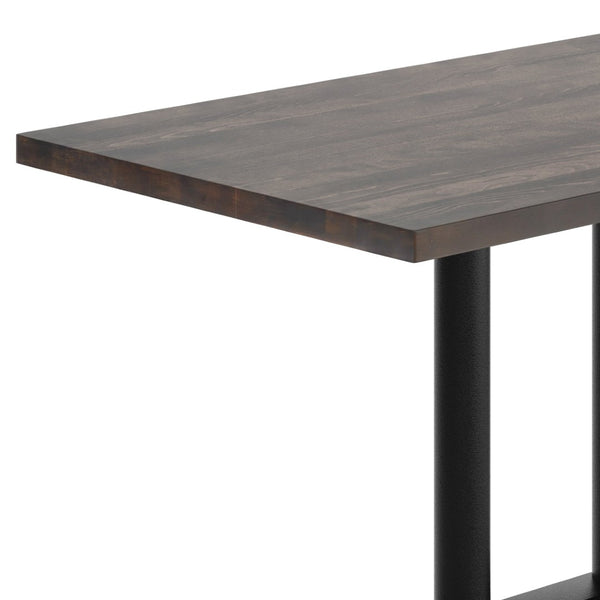 English Elm Bennett Solid Wood Dining Tabletop with Heavy-Duty Double Column Base for Commercial Spaces Dark Brown Top/Black Base 48"L x 30"W GSF-REC3048-DKBRN-TB002B-GG