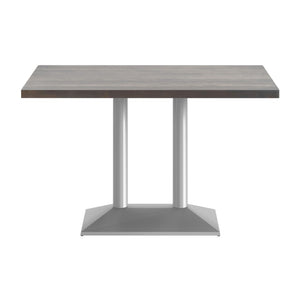 English Elm Bennett Solid Wood Dining Tabletop with Heavy-Duty Double Column Base for Commercial Spaces Dark Brown Top/Silver Base 48"L x 30"W GSF-REC3048-DKBRN-TB002S-GG
