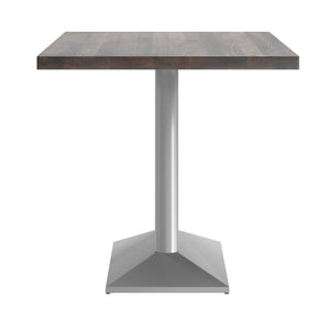 English Elm Bennett Solid Wood Dining Tabletop with Heavy-Duty Double Column Base for Commercial Spaces Dark Brown Top/Silver Base 48"L x 30"W GSF-REC3048-DKBRN-TB002S-GG