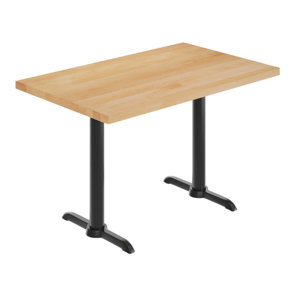 English Elm Bennett Solid Wood Commercial Dining Tabletop with Durable Cast Iron T-Bases for Hospitality Spaces Natural Top/Black Base 48"L x 30"W GSF-REC3048-NAT-T0522-GG